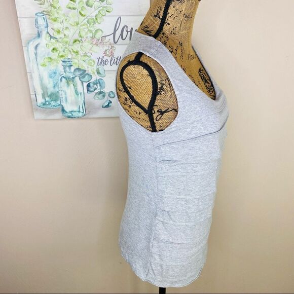 Chico’s Tiered Front Jersey Knit Tank Top Gray - Picture 2 of 10